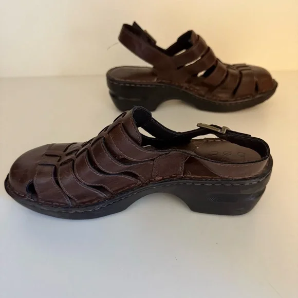 boc Women's Woven Mule Adjustable Strap Size 8 Brown Faux Leather with Buckle - Picture 3 of 13